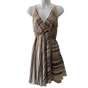 Mara Hoffman Dress Brown Tan Striped Strappy Sundress Mini Y2K Boho Festival
